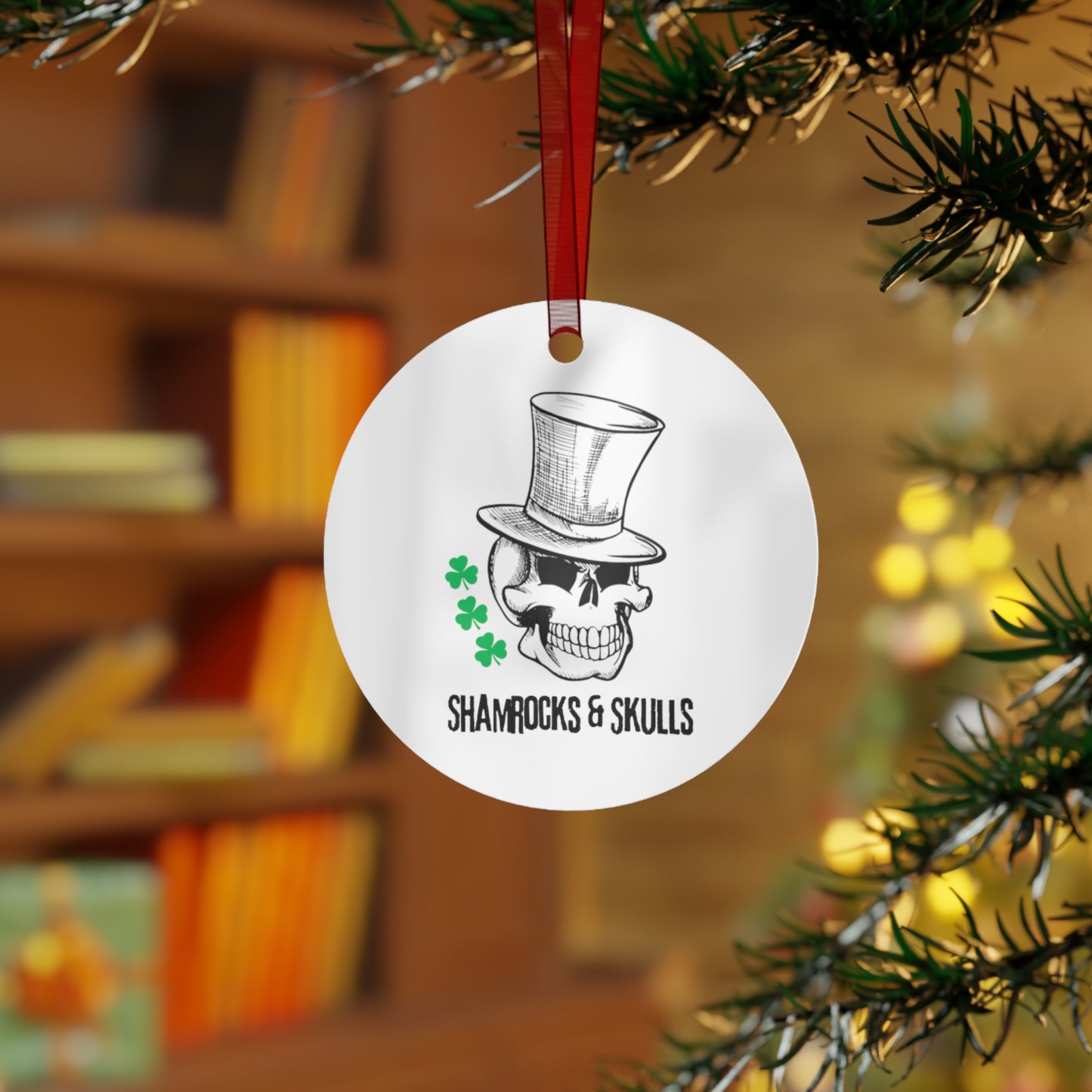 Shamrocks and Skulls Christmas Ornament