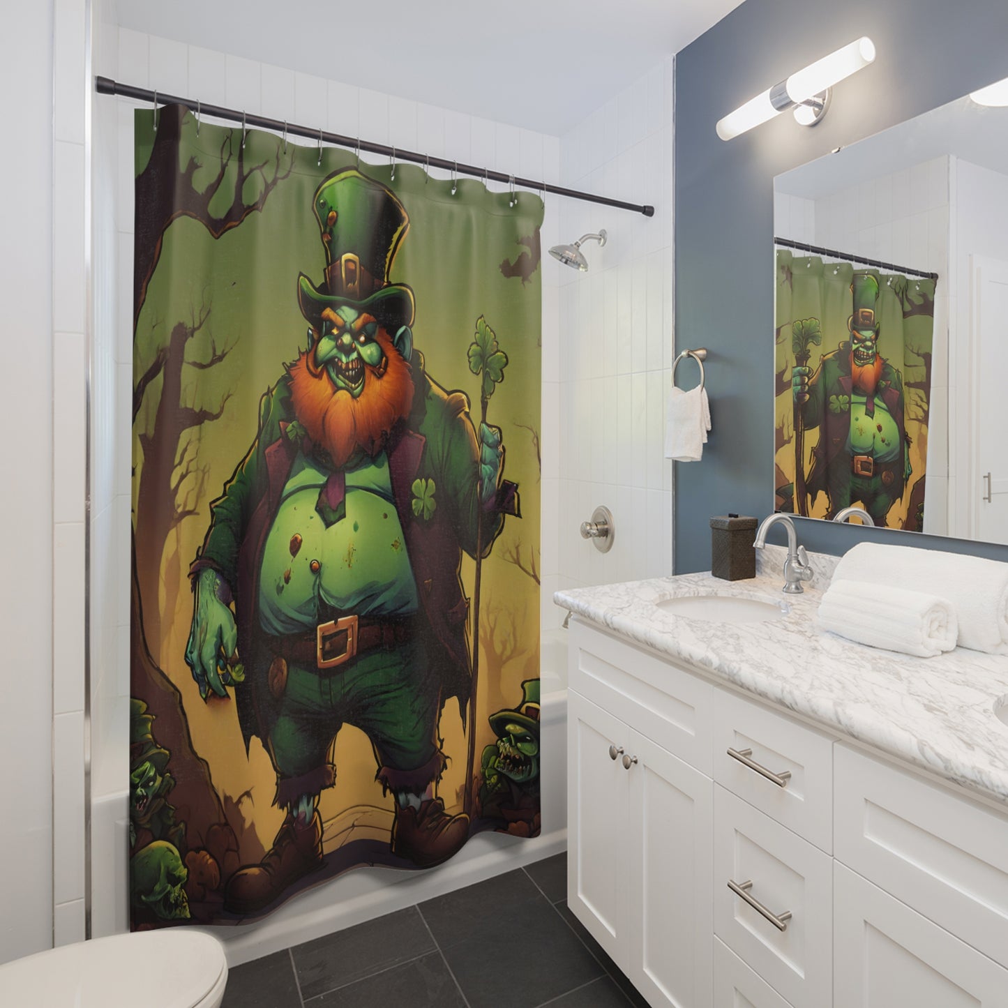 Zombie Leprechaun Shower Curtain