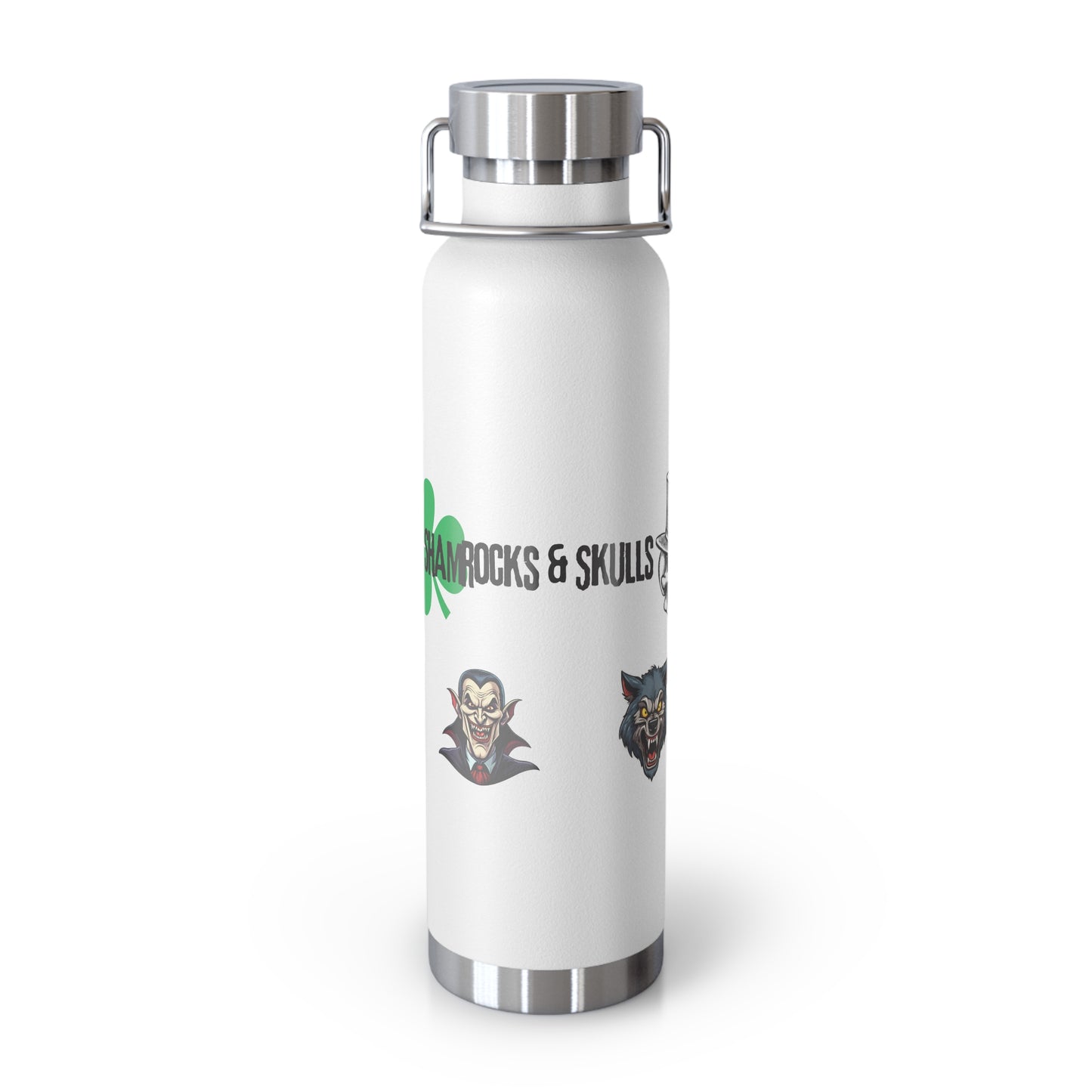 Shamrocks and Skulls Insulated Bottle, 22oz